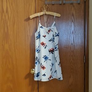 White dress with floral print